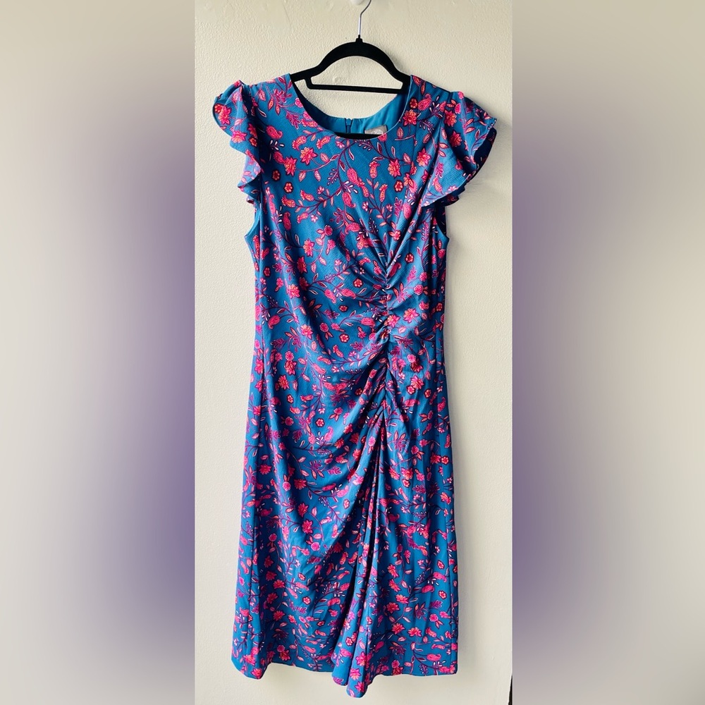 Vince Camuto Blue Floral Design Midi Dress 
Size 12